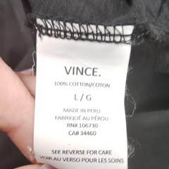 Vince Shirt Mens Large Gray Crewneck Cotton Short Sleeve Tee Solid FLAW