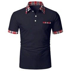 Lapel Men’s T-Shirt Summer Fashion Casual Blouse Business Solid Color V-neck
