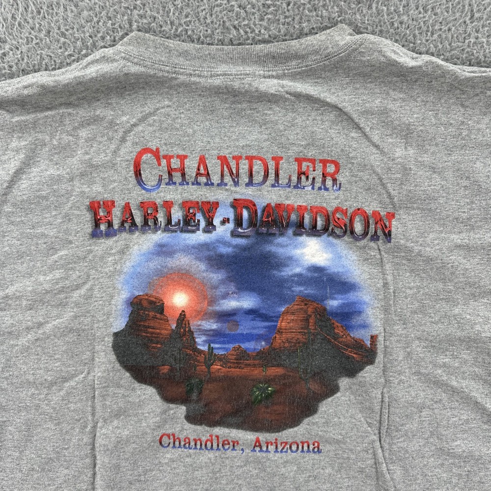 Vtg Harley-Davidson Motorcycles Mens XL Gray Pocket T Shirt Chandler Arizona Y2K