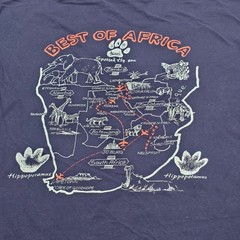 Extra Large Africa Safari VTG Animal Map T Shirt Double Ringer Souvenir Navy