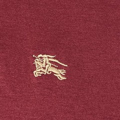 Vintage Burberry London T Shirt Men Burgundy Cotton Embroidered Logo