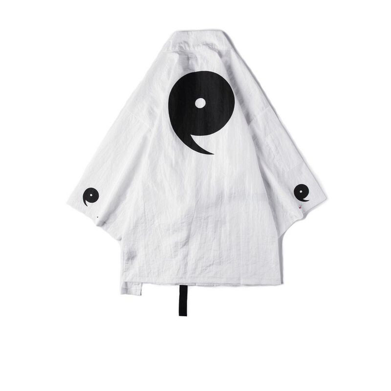 Niepce Streetwear Japanese White Kimono Graphic Tee Ninja Short Sleeves Shirt