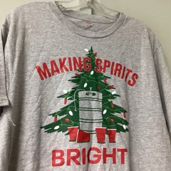 New Holiday Time Mens Large Gray Crew Neck Christmas T Shirt “ Making Bright “