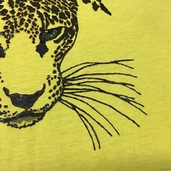 Vintage 1990s Leopard￼ Graphic T Shirt Looks Hand Painted Screen Stars Lg Yellow