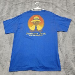 Vintage 90s Panama Jack Shirt Mens XL (Fits Medium) Blue Myrtle Beach Sun Tan