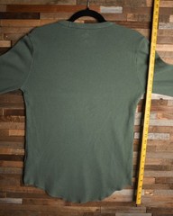 Hollister Shirt Mens Small Green Waffle Knit Thermal Long Sleeve Curved Hem S