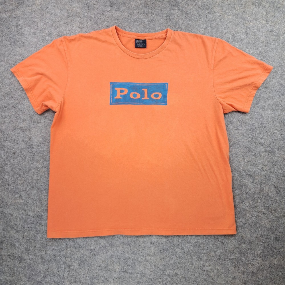 Vintage Polo Ralph Lauren Shirt Men Extra Large Orange Short Sleeve Preppy Y2K