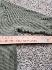 Vintage Lucky Brand Thermal Henley Shirt Mens Medium Green Military Waffle Knit