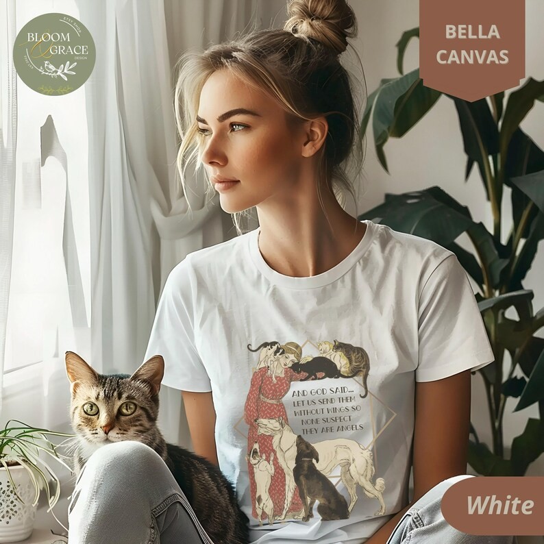 Vintage Cat Dog Retro Christian Pet Lover Graphic Gildan Tee Gift
