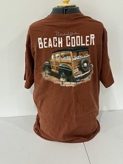George Rusty’s Beach Cooler Graphic Tee 2XL Burnt Orange Woodie Wagon Pocket