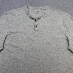 J Crew Henley Shirt Mens Large Gray Speckled Long Sleeve Casual Jersey Tee