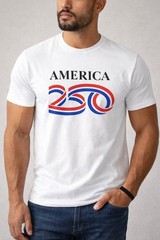 AMERICA 250th Anniversary T Shirt Adult Unisex S, M, L, XL, XXL. White. USA 🇺🇸