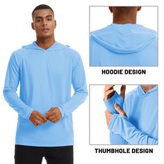 UPF50+ Mens Sun Block Hoodie Long Sleeve Skin Protection Sun Shirts Fishing Tops