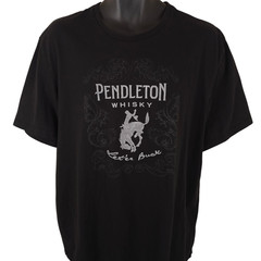 Pendleton Whisky T Shirt Mens Size XL Black Let Er Buck Rodeo Western Whiskey