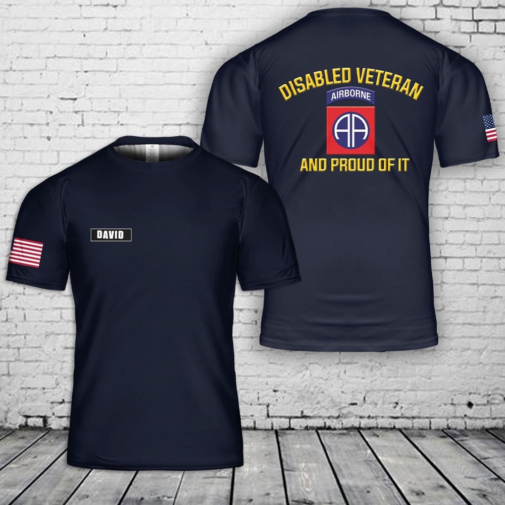 Custom Name US Army 82nd Airborne Division Disabled Veteran T-Shirt Unisex Shirt
