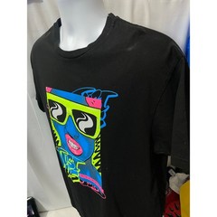 OUTRANK BRAND BLACK SHIRT — Neon Girl Face Streetwear Graphic Tee Men’s Large