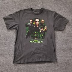 Matrix Men Graphic T-Shirt Large Gray Short Sleeve 100% Cotton Crew Neck Stretch