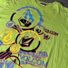 Volcom Stone Zoom Colors 3-D Tee Mens Large Neon Green T-Shirt