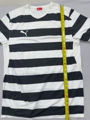 Puma Men’s M Black White Striped Soccer Jersey Short Sleeve