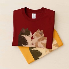 Custom Pet Portrait Dog Cat Memorial Gift Unisex Crewneck T-shirt S-5XL