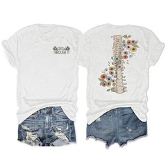 Grow Through It Women Mental Health Shirt Positive Saying Flower Skeleton Medium