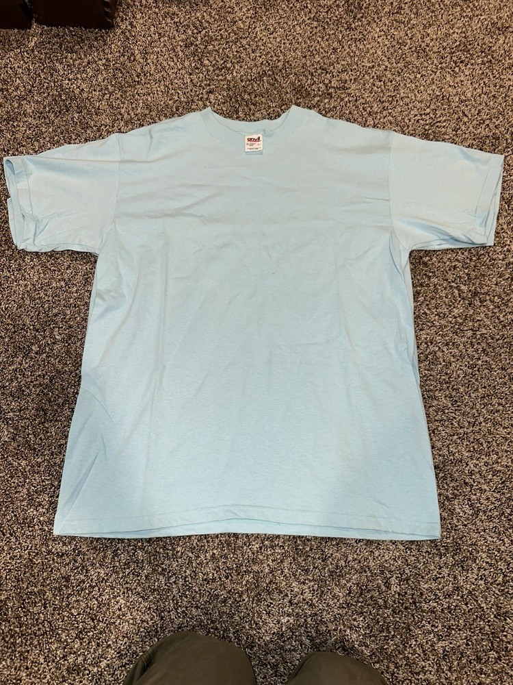 Deadstock Vintage 90s Mens Large Blank Short Sleeve T-Shirt Blue Cotton USA