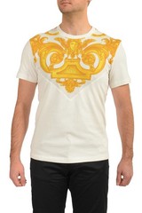 Versace Men’s White & Gold Heritage Logo Print Short Sleeve T-Shirt US S IT 48