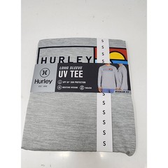 Hurley Mens Long Sleeve UV Tee Athletic Gray Poly Blend Size Small