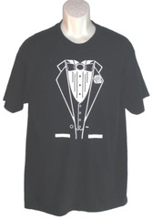 TUXEDO tee T shirt sz L Formal PROM Black