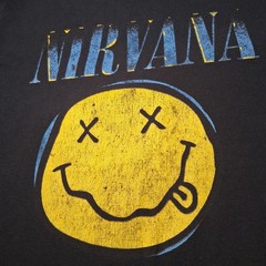 Nirvana Band Shirt L Smile Face 1990s Alternative Rock Band Graphic Faded READ