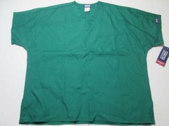 NWT Cherokee Unisex Size L V-Neck Shirt Green Short Sleeve Chest Pocket Workwear