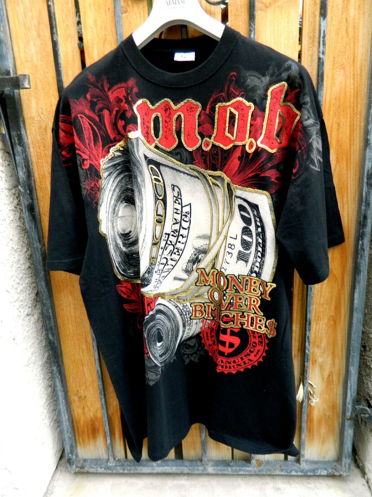 BIG TIGER SUPER HEAVY T-SHIRT SZ 3XL TALL M.O.B. NWOT BLACK/RED GRAPHICS money