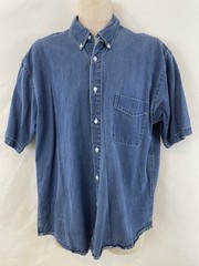 AB American Blue Mens L Blue Authentic Denim Cotton/Rayon SS Shirt