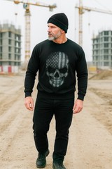 USA Skull Sweatshirt | Distressed American Flag Skull | Unisex Warm Crewneck