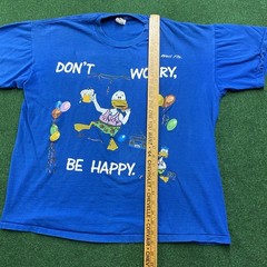 Vintage Don’t Work Be Happy Shirt Mens XL Blue 80S 90S Party Animal Tee USA