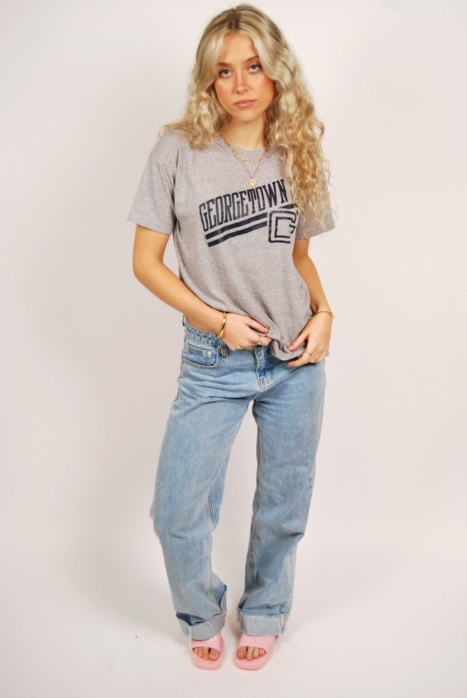 80s Georgetown T-shirt (L) large grey vintage university college sports graphic