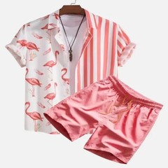 Men Summer Outfit 2-Piece Set Short Sleeve T-Shirt and Shorts Sweatsuit Set