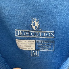 High Cotton MENS SS Cotton Blue T Shirt Front Pocket SZ Medium FLAW