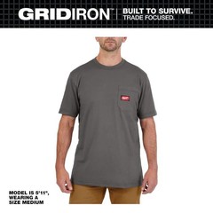 Milwaukee Men’s Medium Gray GRIDIRON Cotton/Polyester Short-Sleeve Pocket TShirt