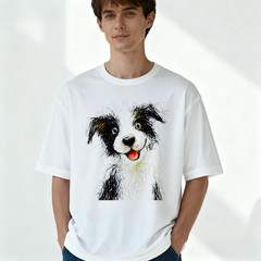 Cute Sketch Border Collie Graphic Tee – Unisex Casual Dog T-Shirt