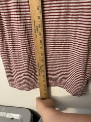Five Four Mens Round Neck Short Sleeve T Shirt Gray and Red Stripes Size Medium