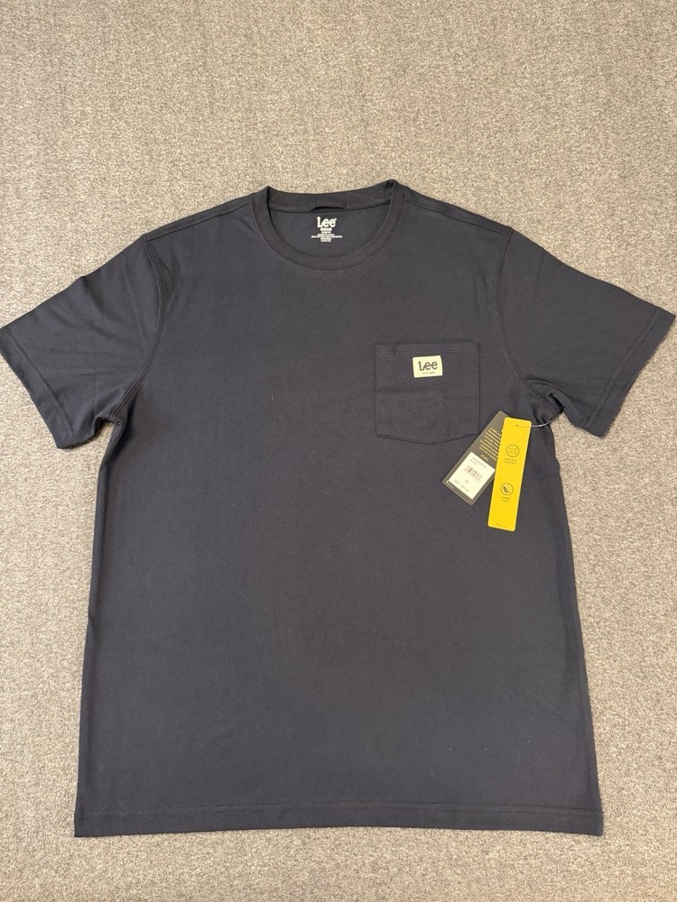 Lee Men’s Black Classic Fit Crew Neck Stretch Pocket Logo T-Shirt Size M