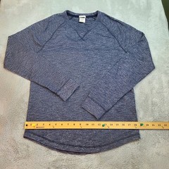 Abercrombie & Fitch Muscle Fit Long Sleeve Shirt Mens S Raglan Marled Navy Blue