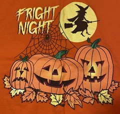 Halloween Fright Night Vintage T-Shirt Orange Size Large Witch Jack-O’-Lantern