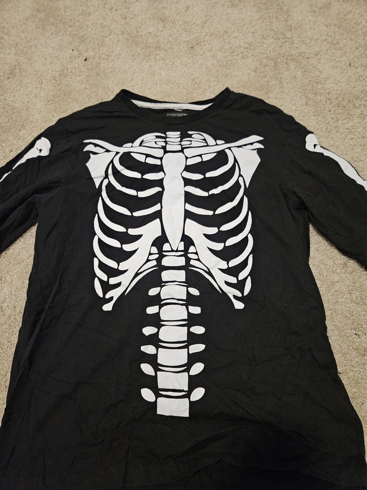 Denim & Flower Ricky Singh Men’s Black Skeleton Graphic Crew Neck T-Shirt Size L