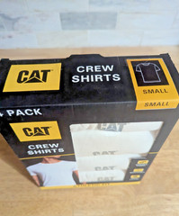 NEW 4 Pack Caterpillar CAT Men’s Crew Neck T-Shirts Sz SMALL White Athletic Fit