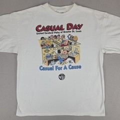 Vintage United Cerebral Palsy Casual Day Shirt Mens XL White St. Louis Cartoon