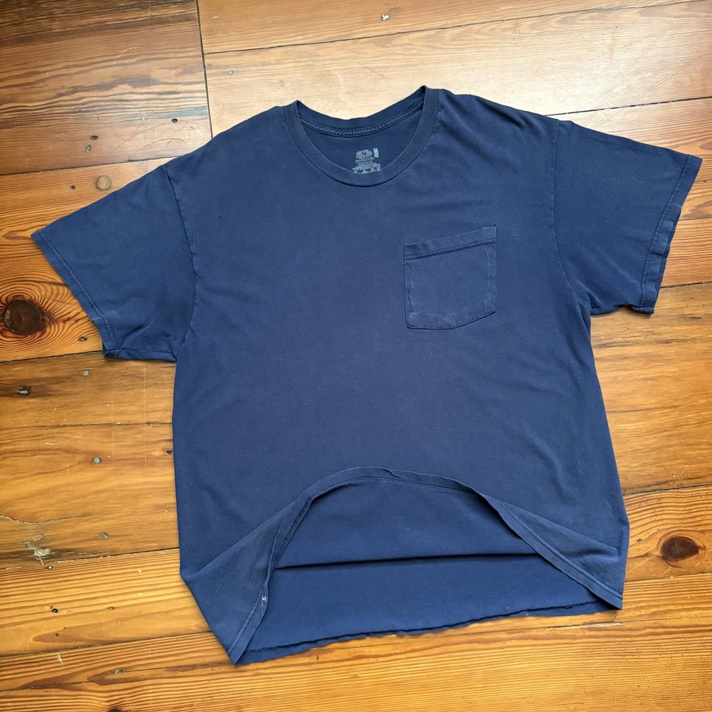 Vintage Gradient Sun Faded Worn WIP Workwear T-Shirt Men’s Size L Blue Thin