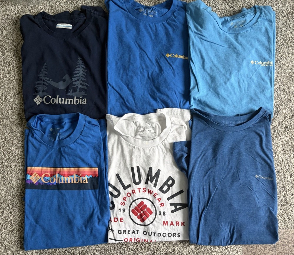 Columbia Men’s logo graphic tshirt lot of 6 size large fishing hiking
