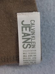 Calvin Klein Jeans Shirt Mens Large Brown Ribbed Knit Crewneck Ringer Tee Cotton